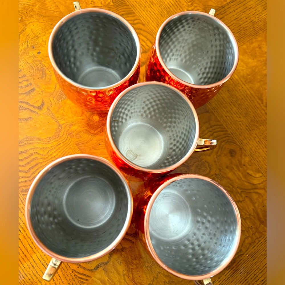 Moscow Mule-Hammered Copper Mugs - Set of 5 - Picture 4 of 5